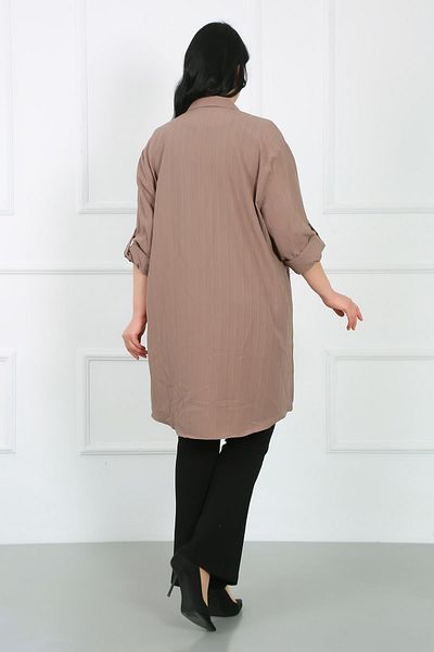 By Alba Collection Large Size Dark Mink Wrap Tunic