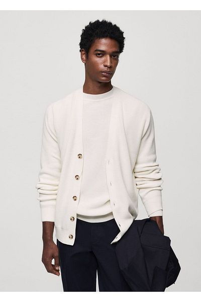 MANGO Man Geknöpfter, gerippter Cardigan