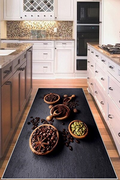 on the clouds Kahve Desenli Dekoratif Modern Yıkanabilir Kaymaz Taban Leke Tu...