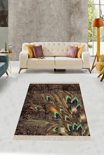 on the clouds Kuş Tüyü Desenli Eskitme Dijital Baskı Yıkanabilir Modern Salon...