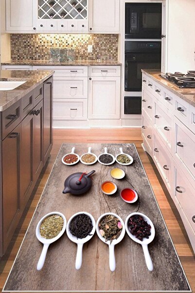 on the clouds Kahverengi Zemin Baharat Desenli Yıkanabilir Kaymaz Taban Leke ...