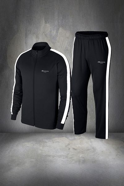 POSEIDON STORM Plus Size Men's Black Special Supra Combed Fabric Running Suit Set 4Xl-10Xl