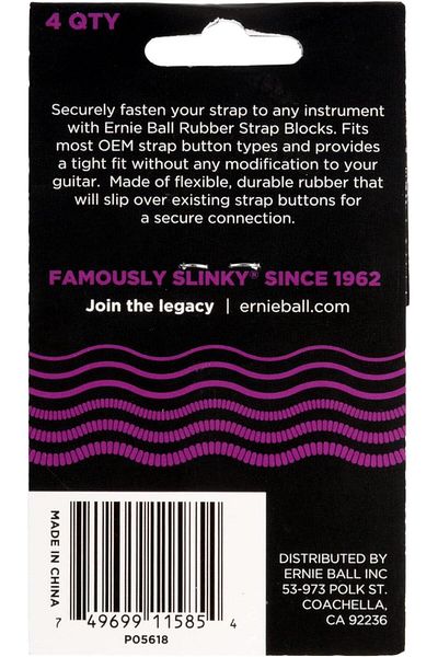 Ernie Ball Ernıe Ball P05618 Strap Blocks 4pk Purple