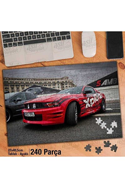 Asilmeydan Asil Hobi Ford Mustang GT-Siyah kırmızı -Spor Araba Yapboz -Ayak D...