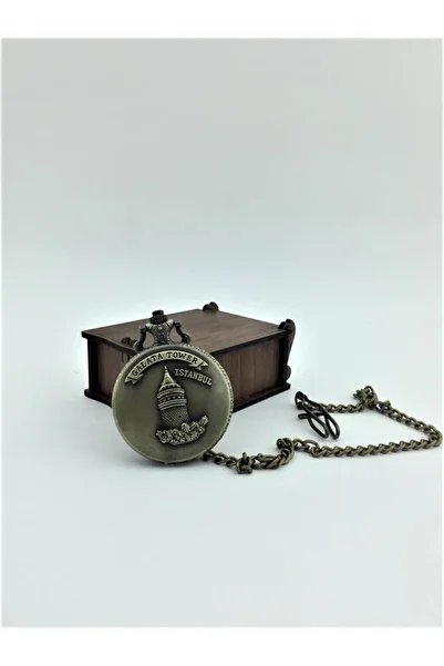 Hediye Sahibi Retro Design Quartz Maiden's Tower Embossed Chain Chain Pocket Watch