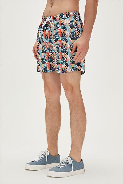 Bad Bear Monstera Printed Swim Shorts Marshmallow White Men's Shorts Swimsuit