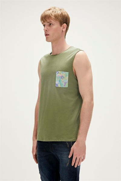 Bad Bear Monstera Tank-top Thyme Yeşil Desenli Erkek Atlet