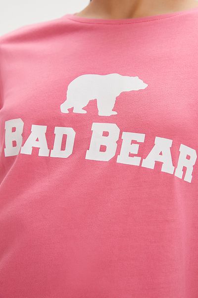 Bad Bear Logo Tee Pink Logo Printed Basic Women's T-Shirt