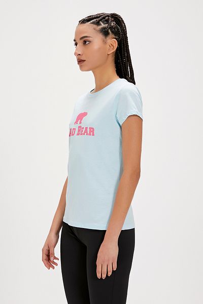 Bad Bear Logo Tee Sky Blue Logo Printed Basic Women's T-Shirt