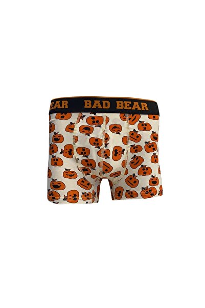 Bad Bear Pumpkin Off-white Beyaz Balkabağı Desenli Erkek Boxer