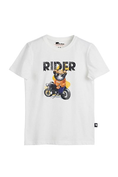 Bad Bear Fiery White Printed Children's T-Shirt
