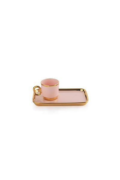 Schafer Goldie 6-Person Coffee and Pink Cup Set - 12 Pieces