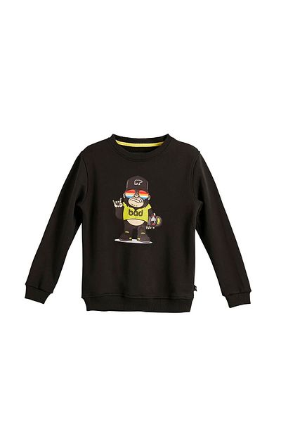 Bad Bear Funky Crewneck Kids Black Printed Children's Sweatshirt