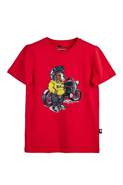 Bad Bear تي شيرت للأطفال مطبوع باللون الأحمر