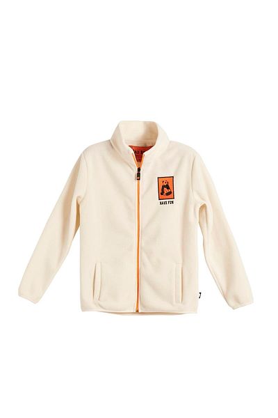 Bad Bear Fun Full-Zip Kids Marshmallow White Zippered Children's Fleece Sweatshirt