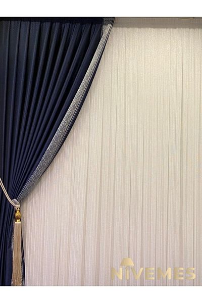 NİVEMESHOME 1/3 Tight Pleated Greek Corded Tulle Curtain