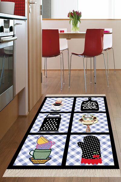 on the clouds Mutfak Malzemeleri Desenli Dijital Baskılı Kaymaz Taban Yıkanab...