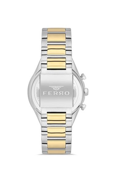 FERRO New Season Men's Silver-Yellow Green Bracelet and Functional Wristwatch with Gift