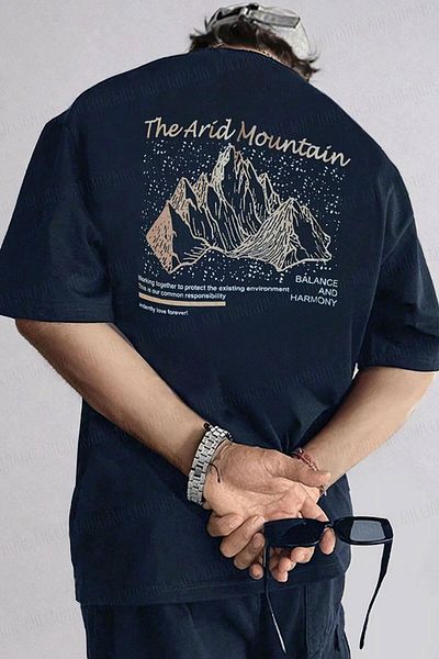 Teenage Millionaire Ανδρικό μπλουζάκι Arid Mountain Oversize Navy Blue Salas