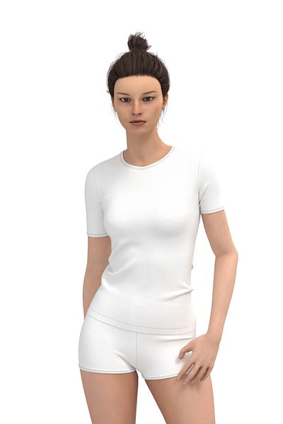 TOLIN Tricou de damă, 100% bumbac, cu mânecă scurtă, alb, cu gât rotund 324