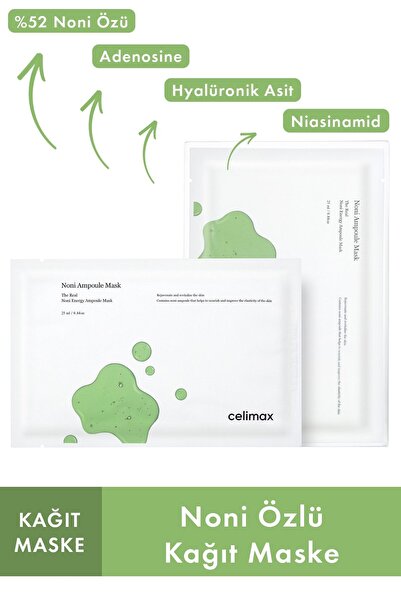 Celimax Noni Özü Içeren Yatıştırıcı Ve Dolgunlaştırıcı Kağıt Maske Noni Energy Ampoule Mask 25 ml