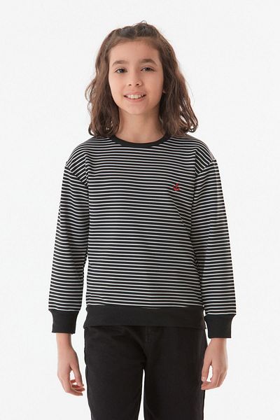 Fulla Moda Суичър за момче с бродирани райета Anchor