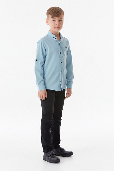 Fulla Moda Embroidered Boy's Shirt with Folded Sleeves