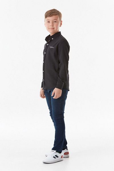 Fulla Moda Embroidered Boy's Shirt with Folded Sleeves