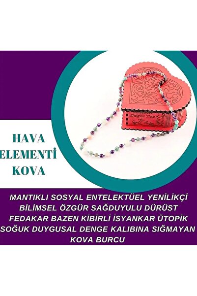 GİZEMLİ DOĞAL TAŞ Kova Burcu Gizemli Doğal Taş Kadın Kolye Amazonit/Akuamarin...
