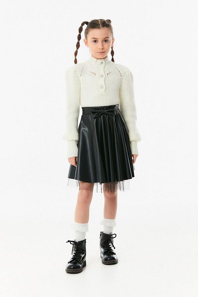 Fulla Moda Faux Leather Girl's Skirt with Bow