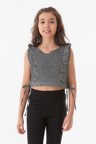 Fulla Moda Σετ 2 τεμαχίων για κορίτσια με γιακά πουκάμισο με σχέδιο Gingham