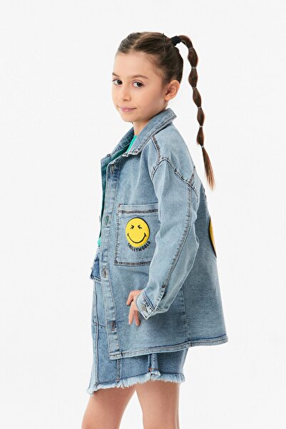 Fulla Moda Printed Girl's Denim Jacket