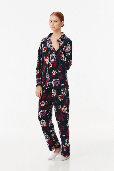Fulla Moda Floral Printed Buttoned Pajamas Set