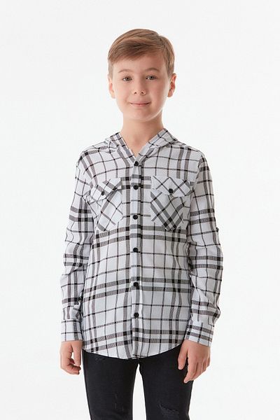 Fulla Moda Cămașă pentru băiat cu glugă cu model în carouri