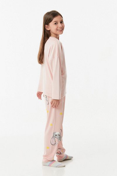 Fulla Moda Embroidered Crew Neck Girl's Pajama Set