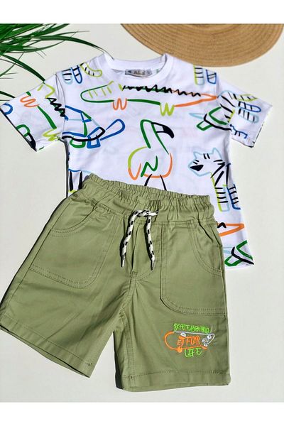 Dijitex Boys' Embroidered Printed Shorts Set