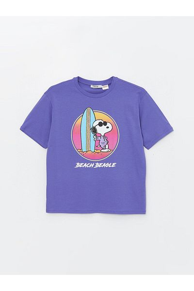 LC Waikiki Oversize dámské tričko Crew Neck Snoopy s krátkým rukávem
