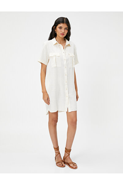 Koton Košilové šaty ze směsi lnu s kapsami