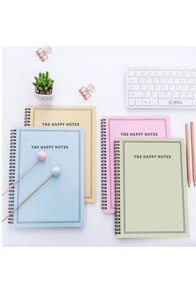 AKILLICA The Happy Notes 4-Piece Unlined Notebook Set 13 X 20 Cm Gift Notebook Set 52 Sheets 104 Pages