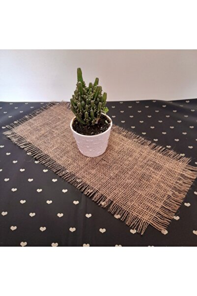 NaturelHomeArt Jüt Hasır Kumaş ,jüt Runner,4 Kenarı Saçaklı,amerikan Servis,s...