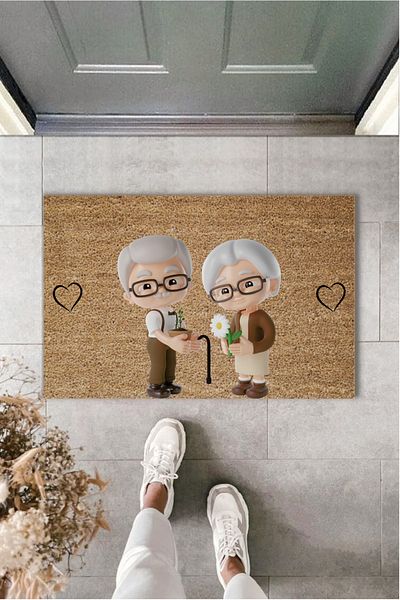 Dormot Home Elderly Digital Printed - Couple Themed Can Customize Decorative Door Mat