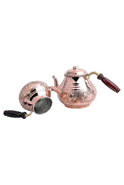 EvixHome إبريق شاي نحاسي معدني كبير الحجم بتصميم توليب