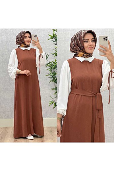 azzebutik فستان K75 بلون الطوب 6420