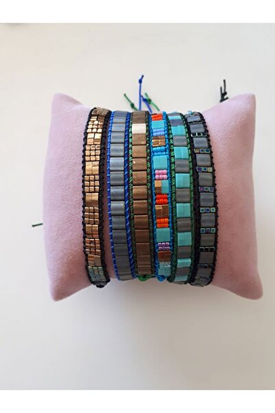 boncuktanseyler El Yapımı Bronz Gri Renkli  Tezgah Dokuma  Erkek Kadın Unisex...