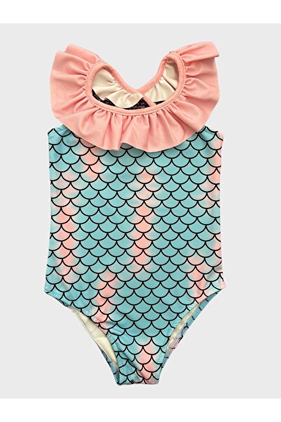 ALİŞ KİDS Costum de baie pentru fete cu model de mare cu volane albastre