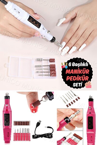 Munico Yüksek Hızlı Elektrikli Tırnak Matkap Kiti - Çivi Şekillendirme, Zımpa...