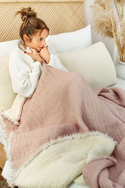 destinyhometex Pink 6 Layer Muslin Quilt / King Size 240X260
