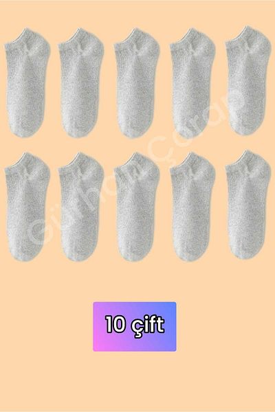 Gürhan Çorap Women's Koton - 10 Pairs Cotton Sports Short Booties Socks