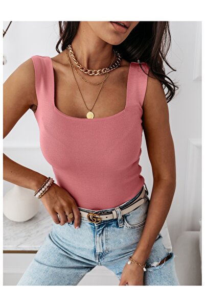 Jose Clothing Premium γυναικεία μπλούζα με υφή - τετράγωνο λαιμόκοψη και λουρ...