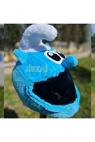 JİEKAİ Kask Peluşu Kask Kılıfı Şirinler Kask Kılıfı Şirin Kask Peluşu Yıkanab...